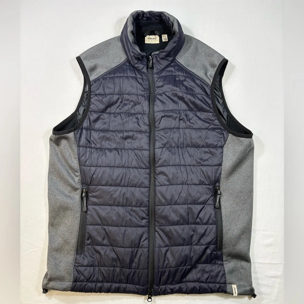 HAKRO Hybrid Gilet Contrast Navy Gray Outdoor Zip Front Vest - Picture 3 of 16